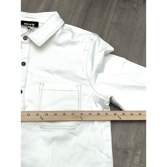 SER.O.YA Womens XL Arizona White Marcus Button Front Denim Shirt Shacket NWT - Picture 9 of 10